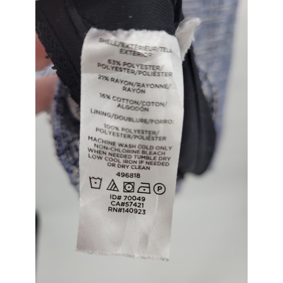 Loft 12 Tweed Dress Blue Black White Pencil Knee Length Short Sleeve Cut out V - Picture 8 of 8